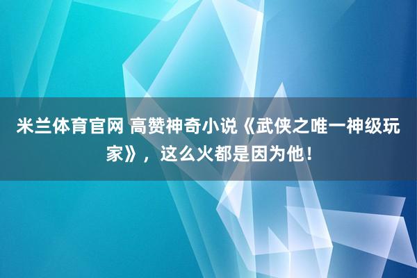 米兰体育官网 高赞神奇小说《武侠之唯一神级玩家》，这么火都是因为他！